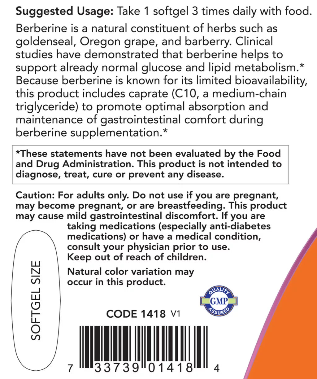 Now Foods Berberine Glucose Support Softgels (90 Softgels)