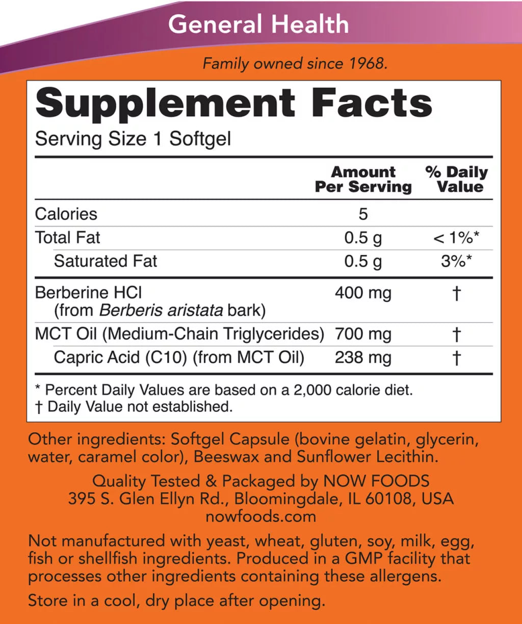 Now Foods Berberine Glucose Support Softgels (90 Softgels)
