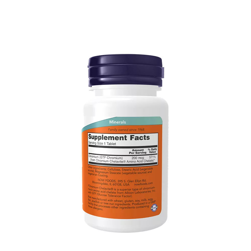 Now Foods GTF Chromium 200 mcg Yeast Free (100 Tablets)