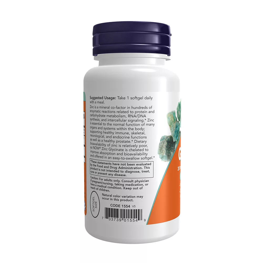 Now Foods Zinc Glycinate Softgels (120 Softgels)
