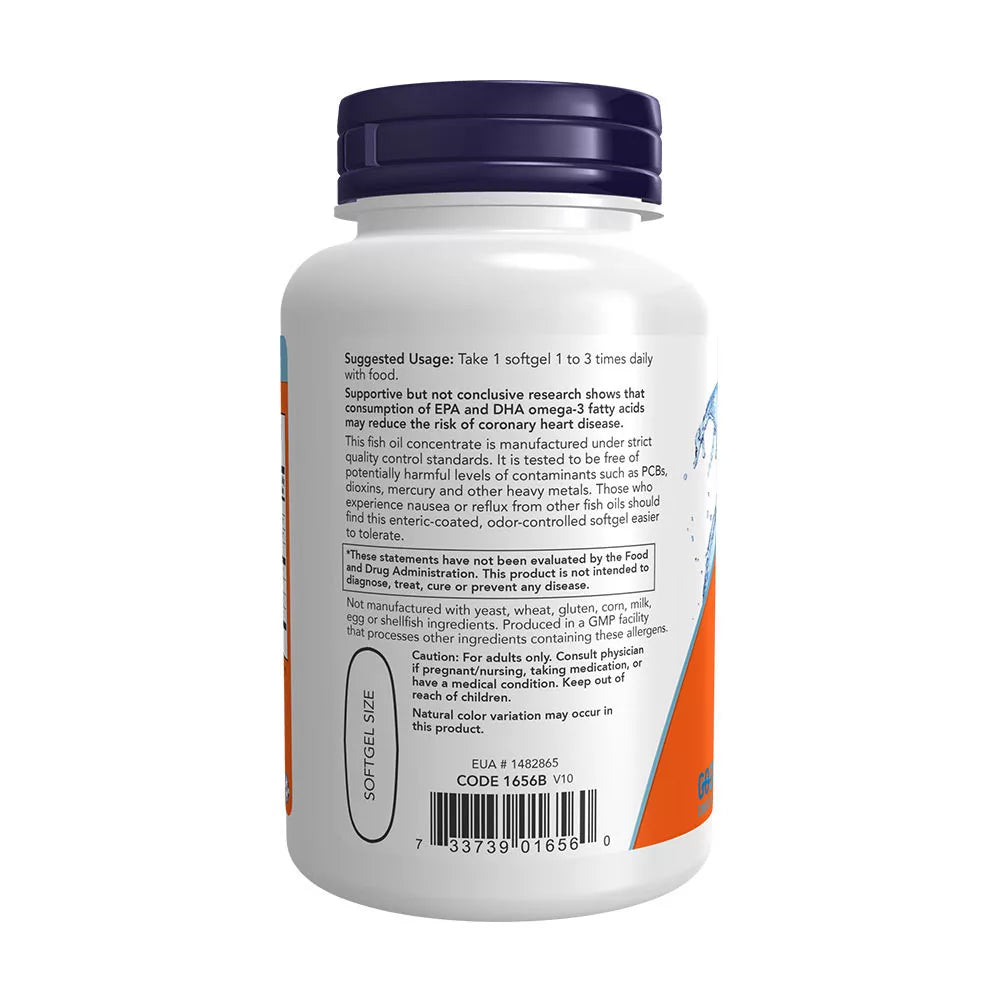Now Foods Omega-3, Enteric Coated (90 Softgels)