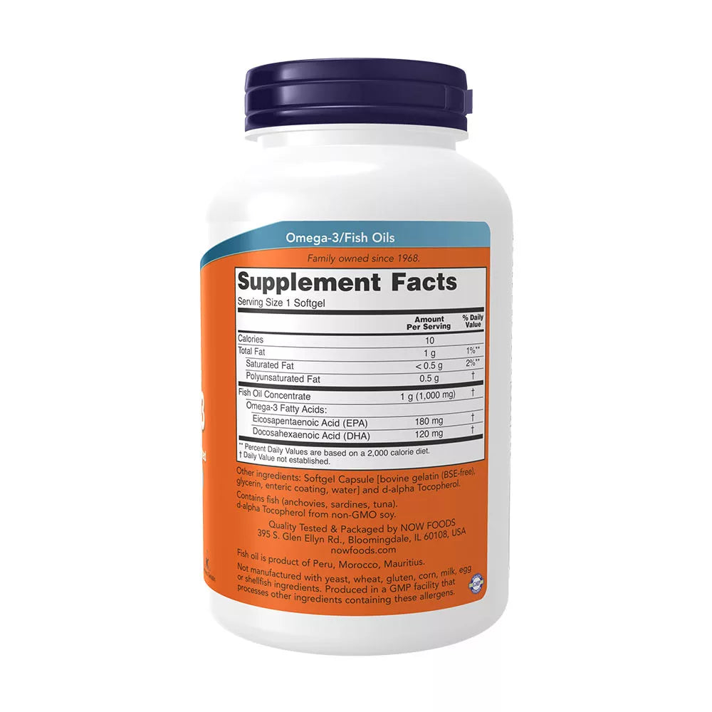 Now Foods Omega-3, Enteric Coated (180 Softgels)