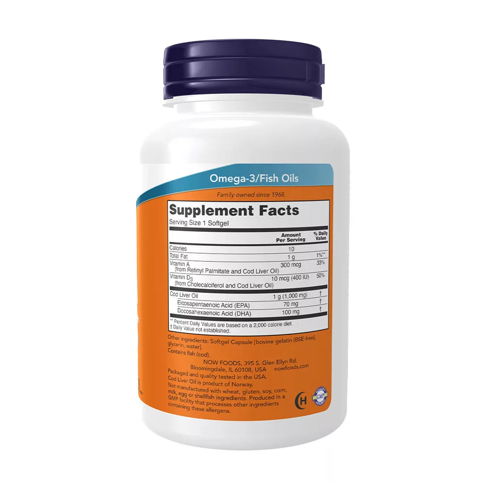 Now Foods Cod Liver Oil, Extra Strength 1,000 mg (90 Softgels)