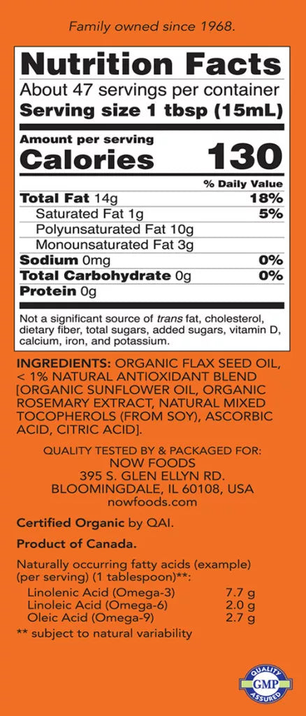 Now Foods Organic Flax Seed Oil (710 ml)