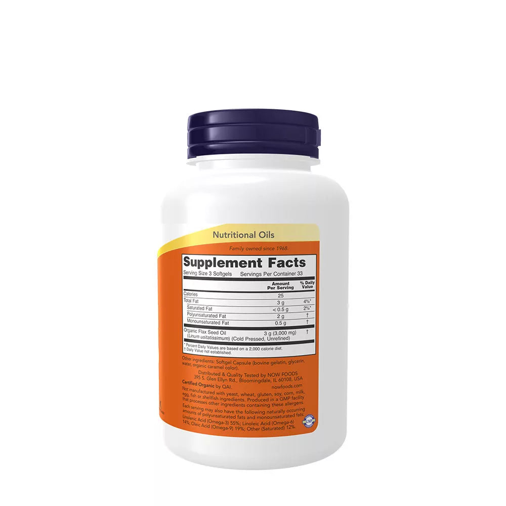 Now Foods Flax Oil 1000 mg (100 Softgels)