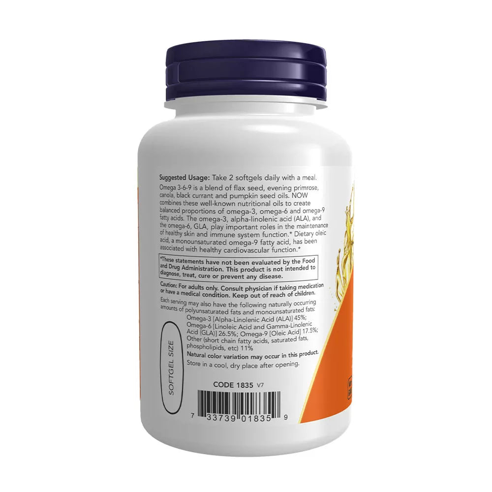 Now Foods Omega 3-6-9 1000 mg (100 Softgels)