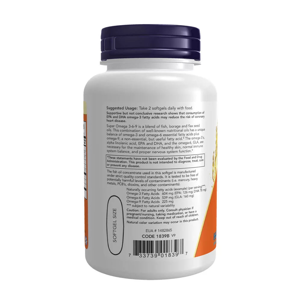 Now Foods Super Omega 3-6-9 1200 mg (90 Softgels)