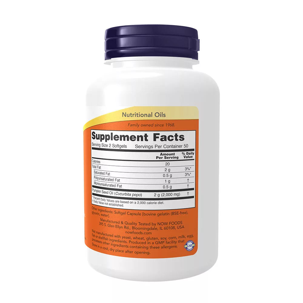 Now Foods Pumpkin Seed Oil 1000 mg (100 Softgels)