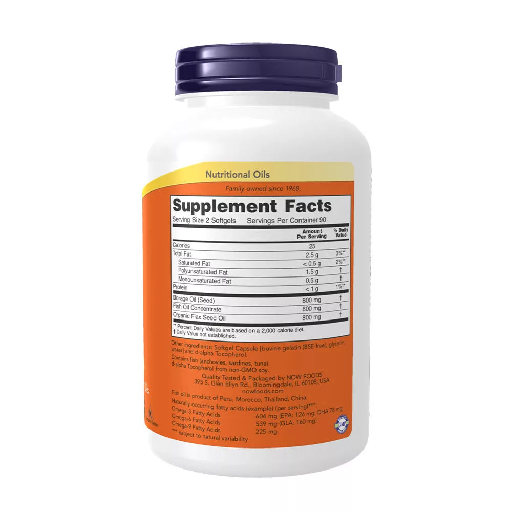 Now Foods Super Omega 3-6-9 1200 mg (180 Softgels)