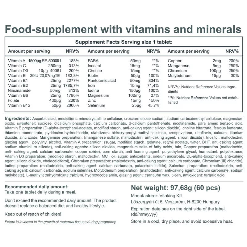 Vitaking 9 Month Multivitamin (60 Tablets)