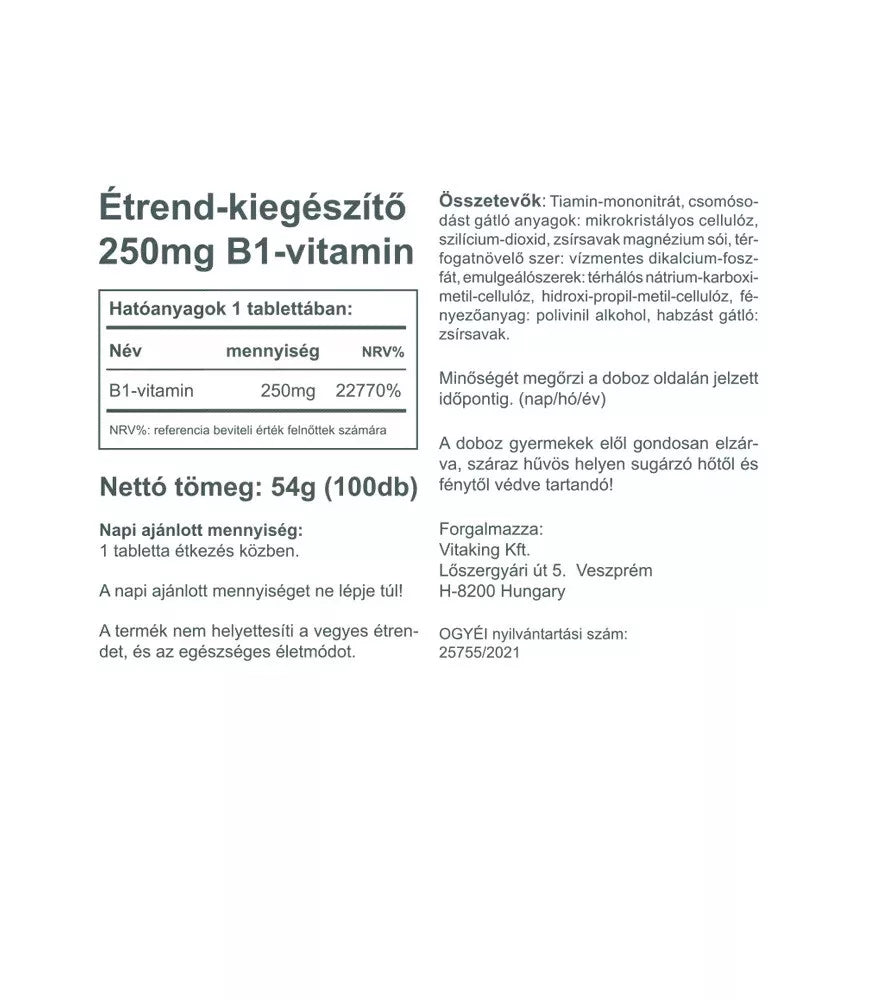 Vitaking Vitamin-B1 250 mg (100 Tablets)