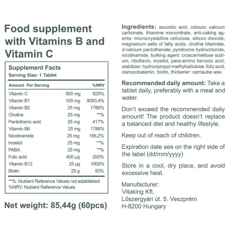 Vitaking Stress B-Complex Multivitamin (60 Tablets)