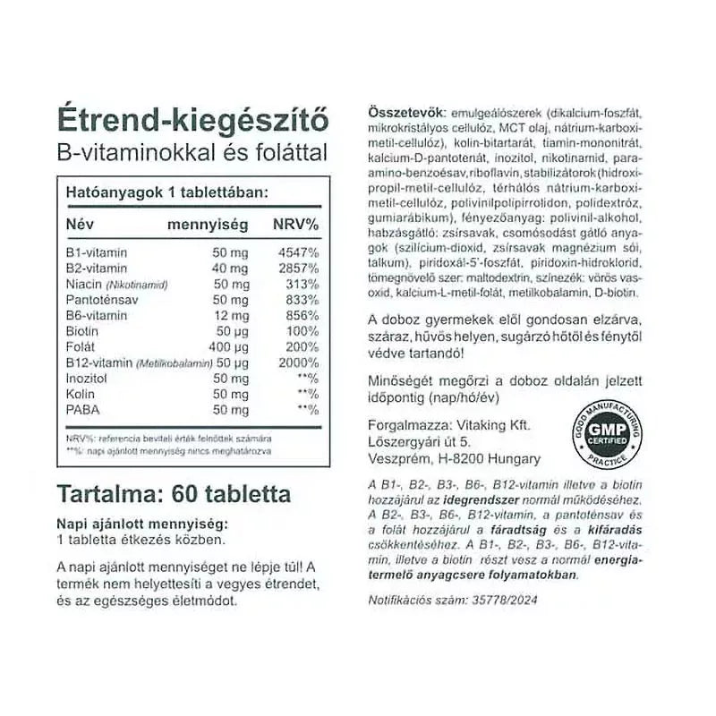 Vitaking Vitamin B-50 Complex (60 Veg Tablets)