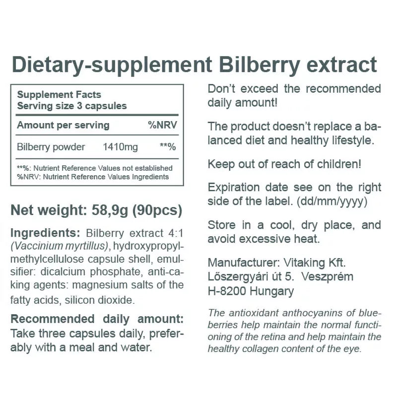 Vitaking Bilberry Extract 470 mg (90 Capsules)