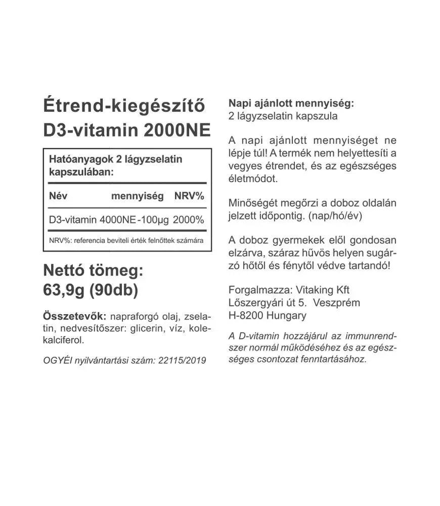 Vitaking Vitamin D-2000 (90 Softgels)