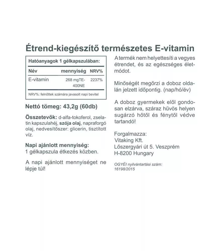 Vitaking Vitamin E-400 IU (60 Softgels)