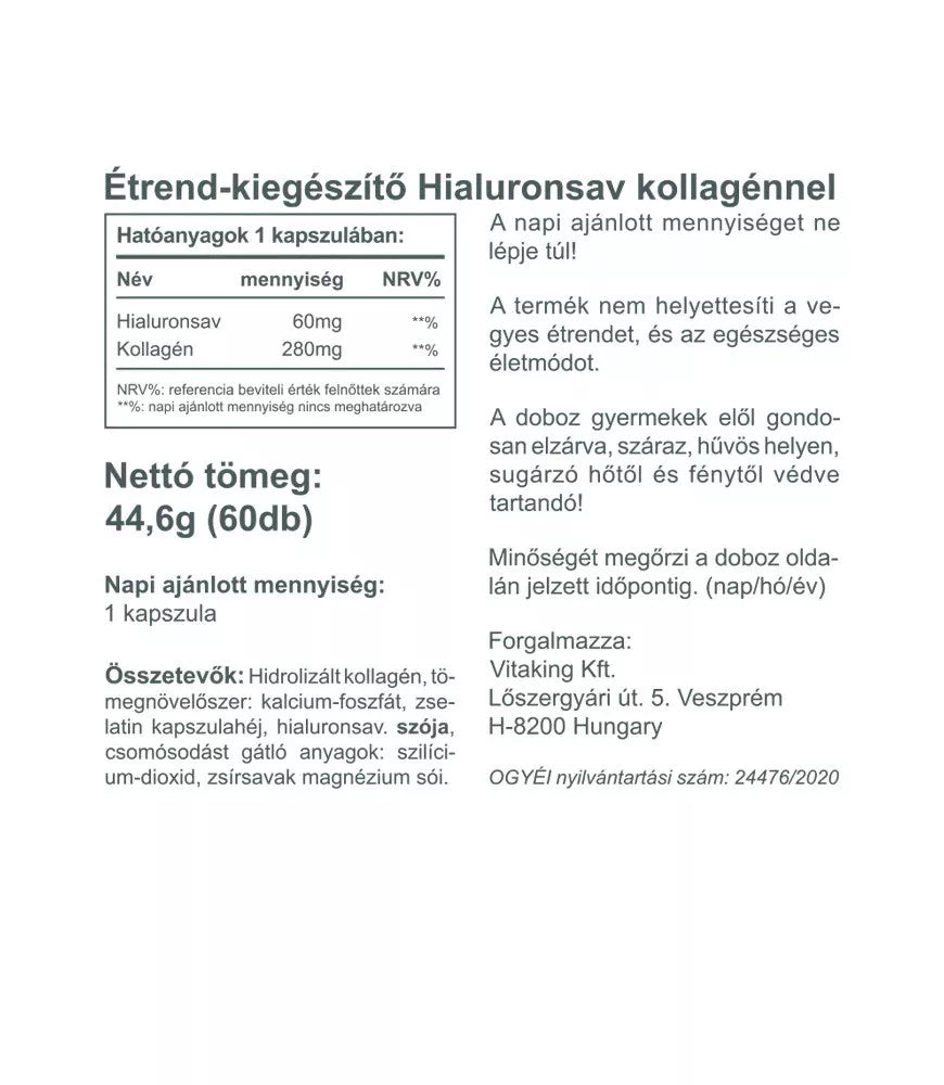 Vitaking Collagen + Hyaluronic Acid (60 Capsules)