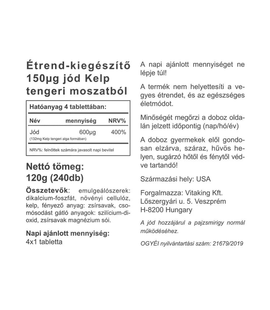 Vitaking Iodine (240 Tablets)