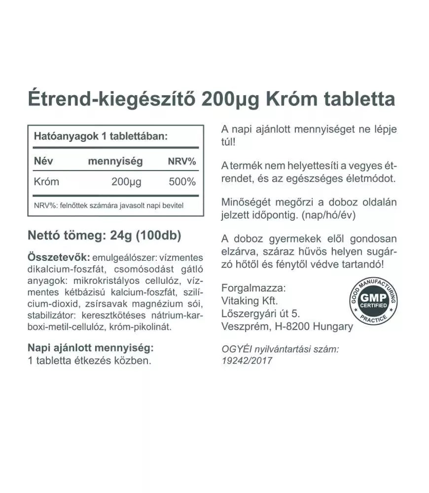 Vitaking Chromium 200 mcg (100 Tablets)