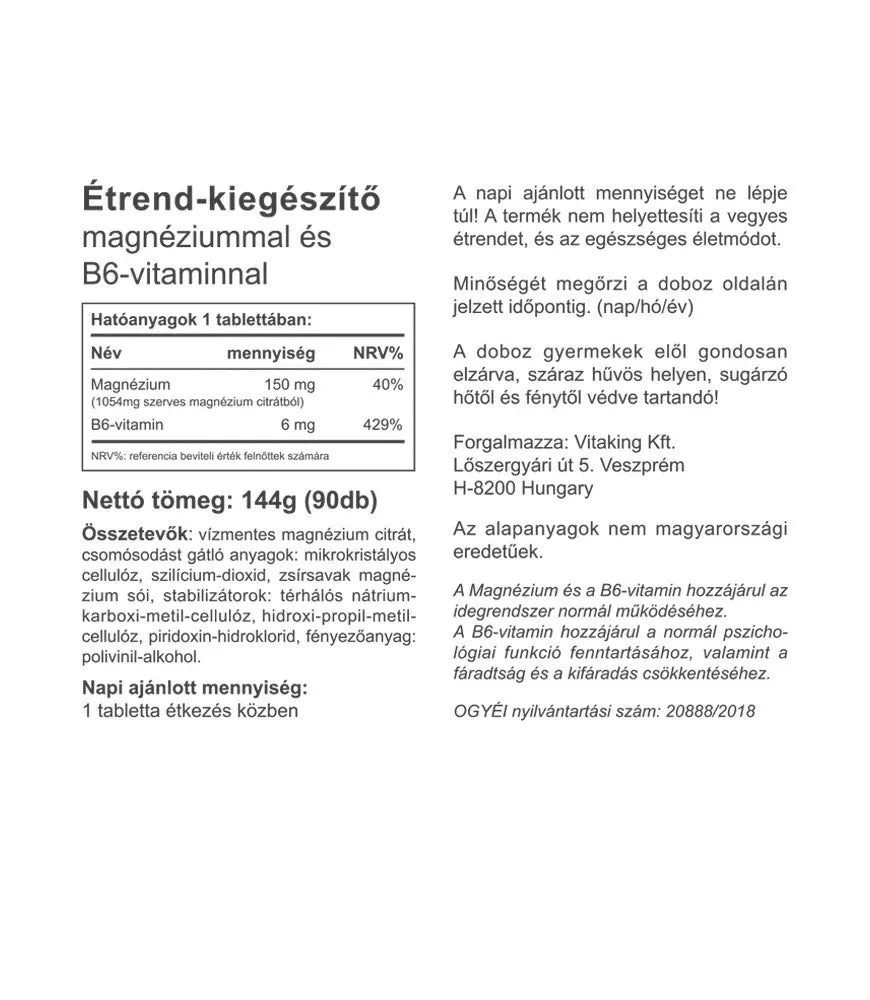 Vitaking Magnesium Citrate + B6 (90 Tablets)