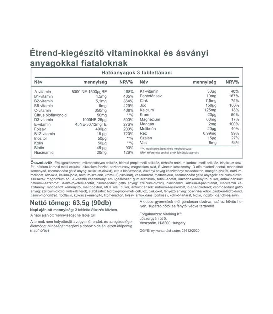 Vitaking Mega Vitamin for Teens (90 Tablets)