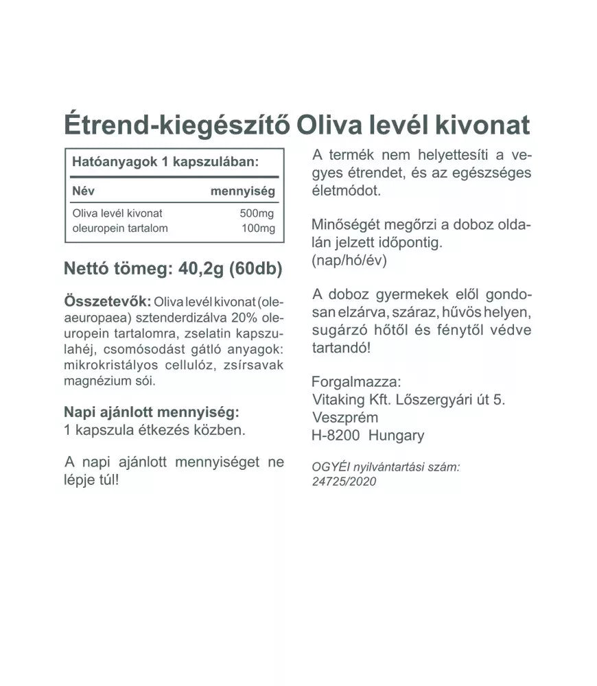 Vitaking Olive leaf Extract 500 mg (60 Capsules)