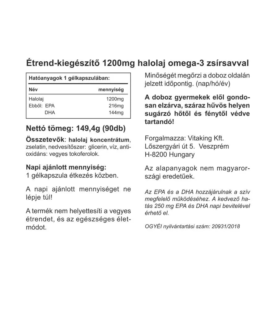 Vitaking Omega-3 1200 mg (90 Softgels)