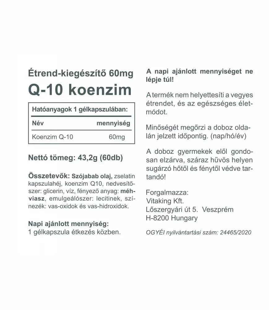 Vitaking Q-10 Coenzyme 60 mg (60 Softgels)