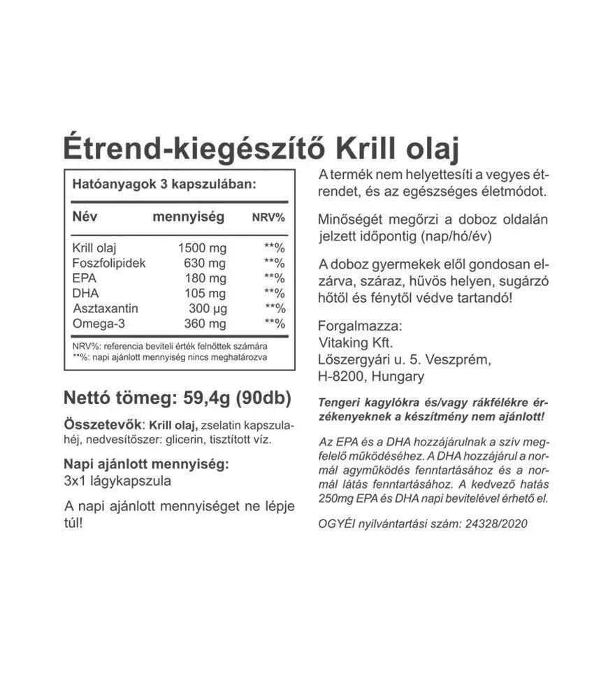 Vitaking Vitakrill oil 500 mg (90 Softgels)