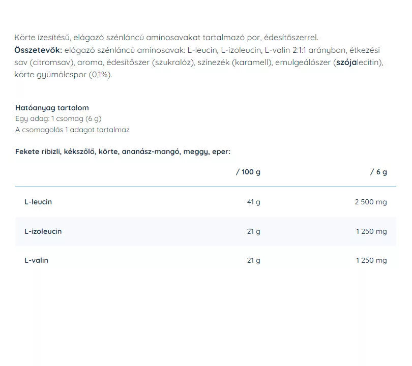 Nutriversum 2:1:1 BCAA Sugar Free Powder (6 g, Pear)
