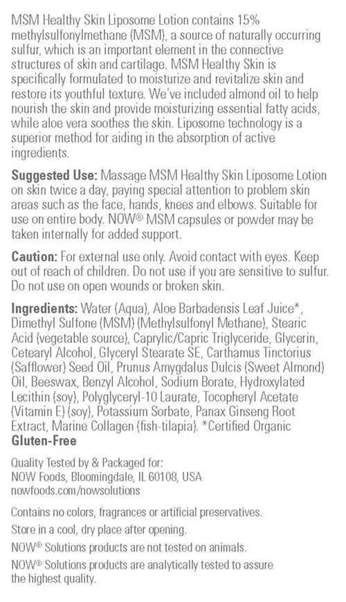 Now Foods MSM Healthy Skin Liposome Lotion (237 ml)