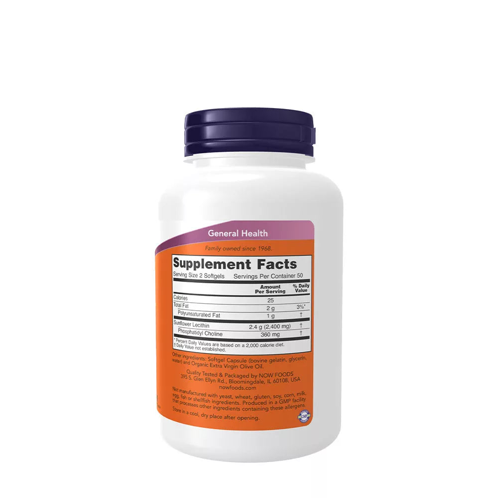 Now Foods Sunflower Lecithin 1200 mg (100 Softgels)