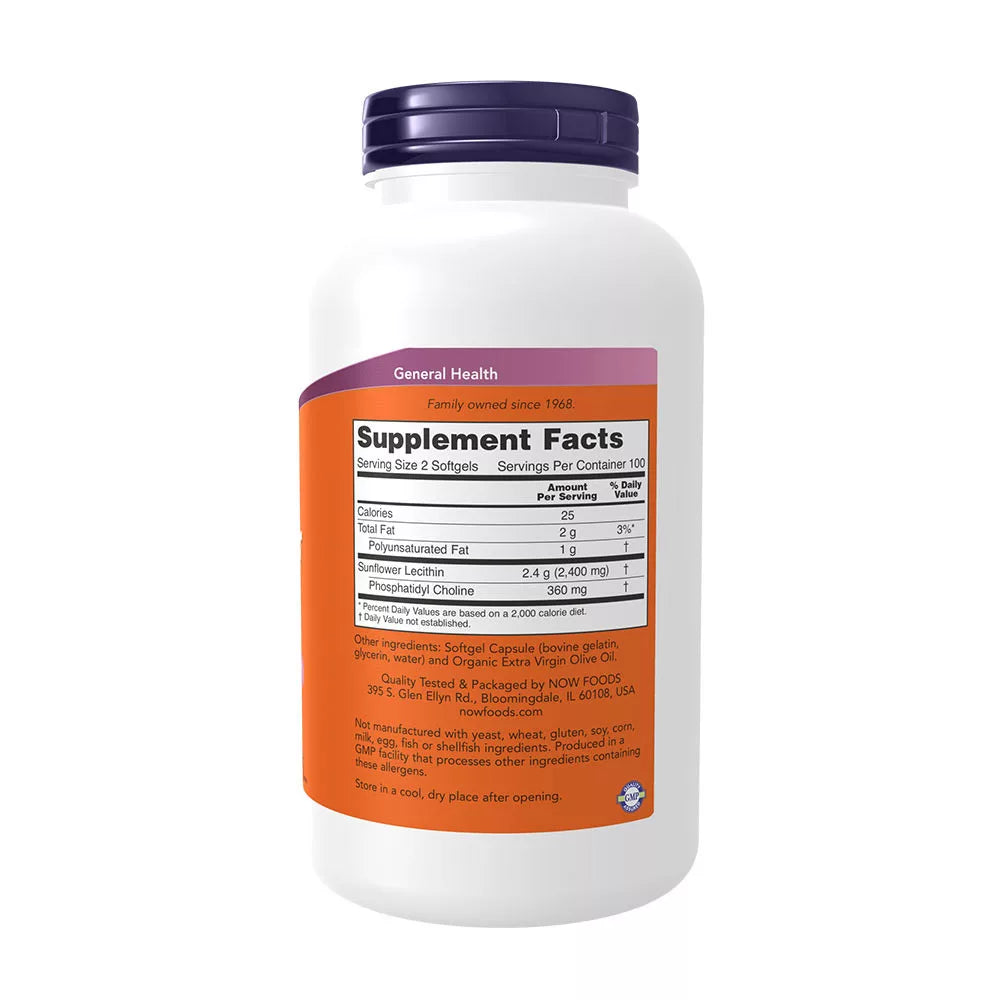 Now Foods Sunflower Lecithin 1200MG (200 Softgels)