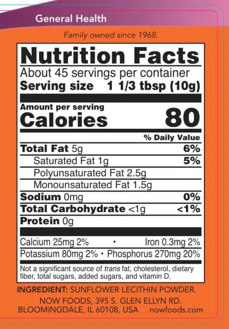 Now Foods Sunflower Lecithin Powder (454 g)