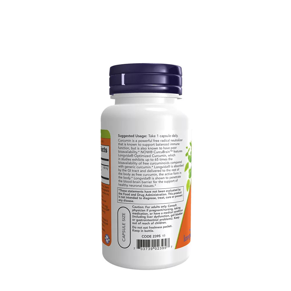 Now Foods CurcuBrain 400 mg (50 Veg Capsules)