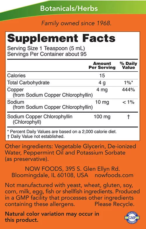 Now Foods Chlorophyll Liquid (473 ml, Mint)