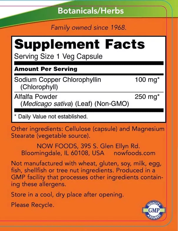 Now Foods Chlorophyll 100 mg (90 Veg Capsules)