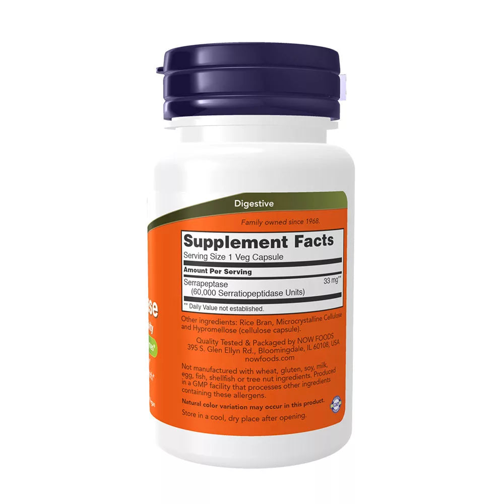 Now Foods Serrapeptase 60,000 SU (60 Veg Capsules)