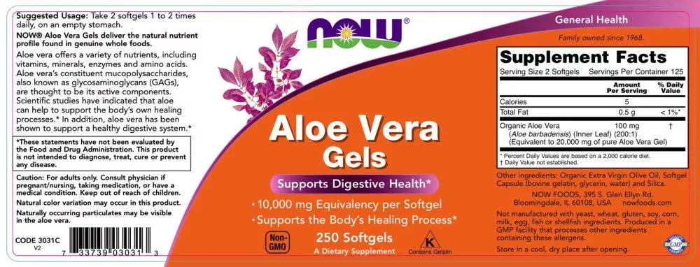 Now Foods Aloe Vera 10,000 (250 Softgels)