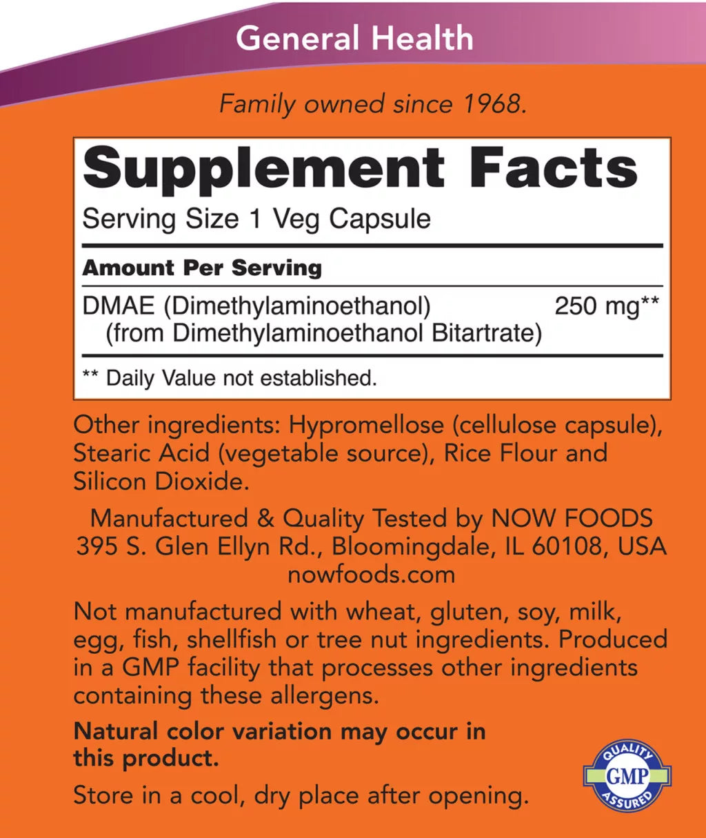 Now Foods DMAE 250 mg (100 Veg Capsules)
