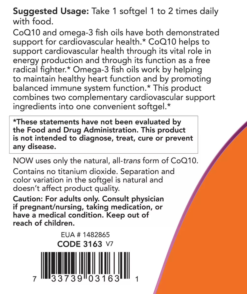 Now Foods CoQ10 60 mg with Omega 3 Fish Oil (60 Softgels)