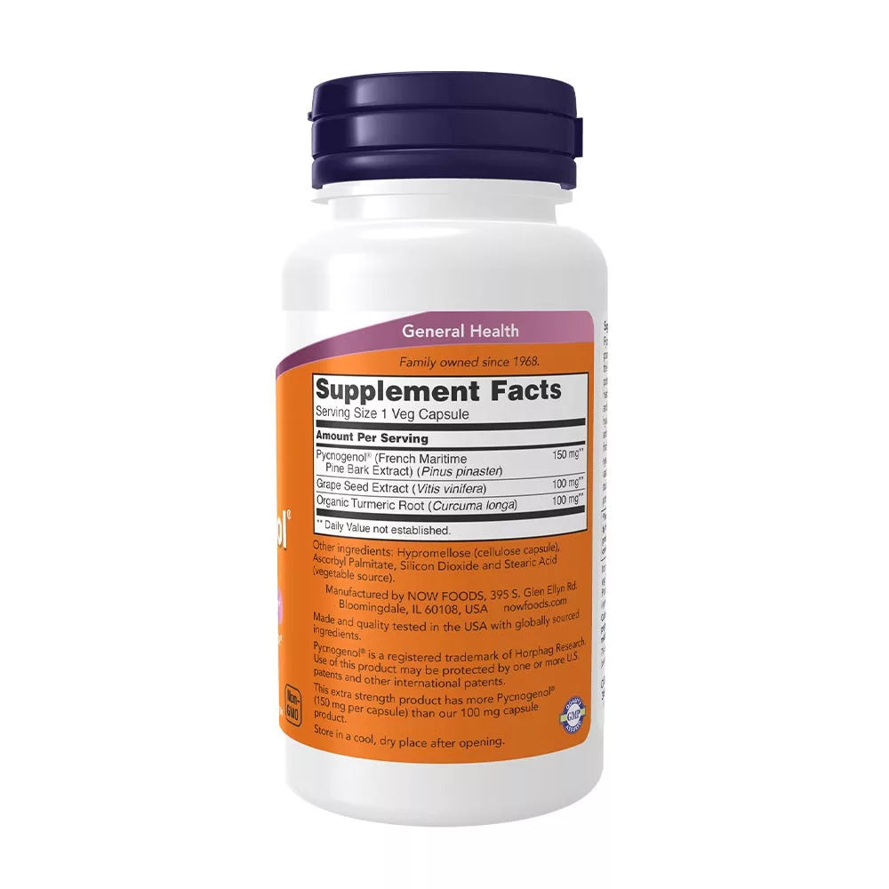 Now Foods Pycnogenol, Extra Strength 150 mg Veg Capsules (60 Veg Capsules)