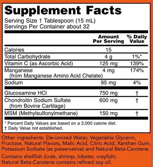 Now Foods Glucosamine & Chondroitin with MSM Liquid (473 ml)