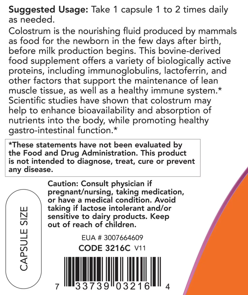 Now Foods Colostrum 500 mg (120 Veg Capsules)