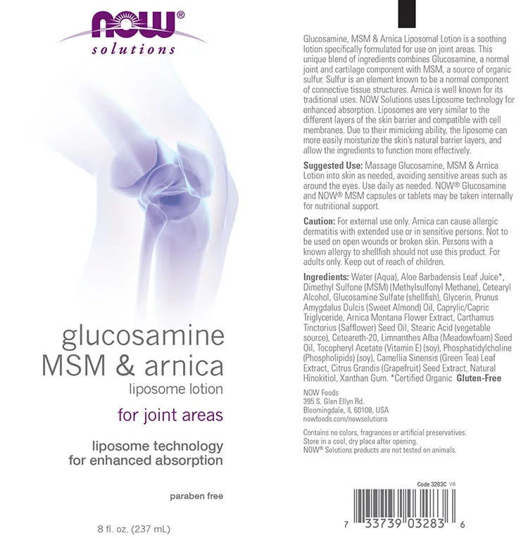 Now Foods Glucosamine, MSM & Arnica Liposome Lotion (237 ml)