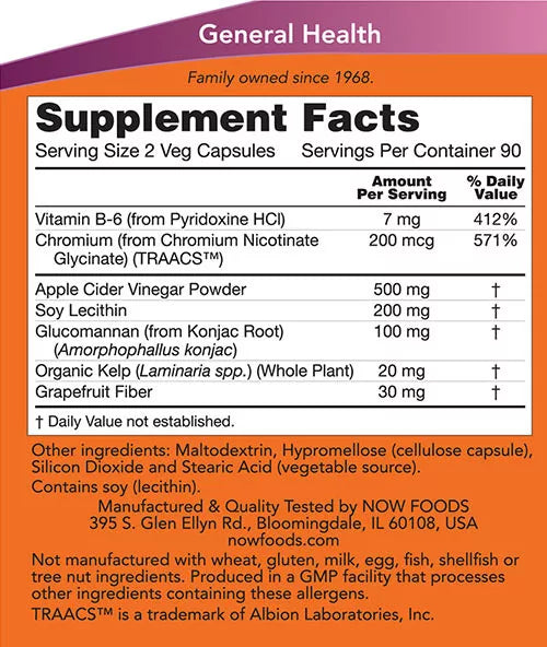 Now Foods Cider Vinegar (180 Capsules)