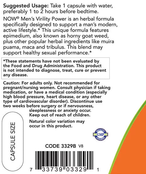 Now Foods Men's Virility Power Capsules (120 Veg Capsules)