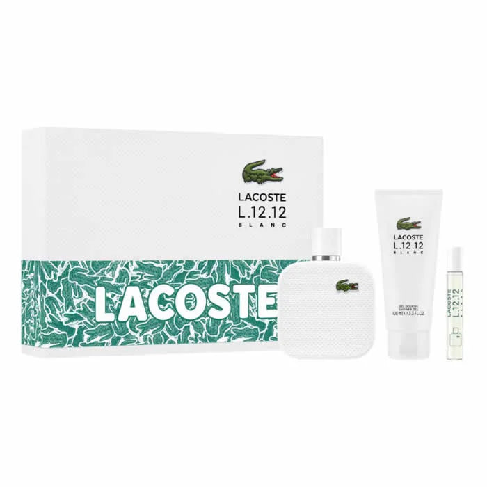 Lacoste L 12 12 Blanc Eau de Toilette Spray 100ml Set 3 Pieces