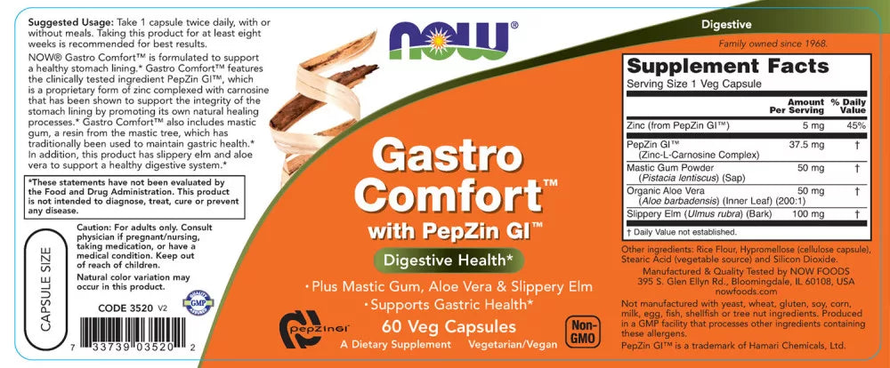 Now Foods Gastro Comfort with PepZin GI (60 Veg Capsules)
