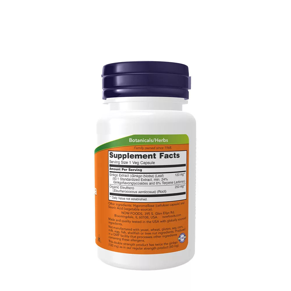 Now Foods Ginkgo Biloba, Double Strength 120 mg (50 Veg Capsules)